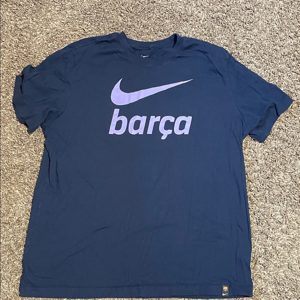 Nike Men's Navy and Purple Barça Tee